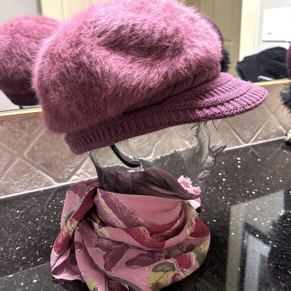 Angora Beanie Hat with Braided Band and Brim - so cute! - Picture 3 of 9